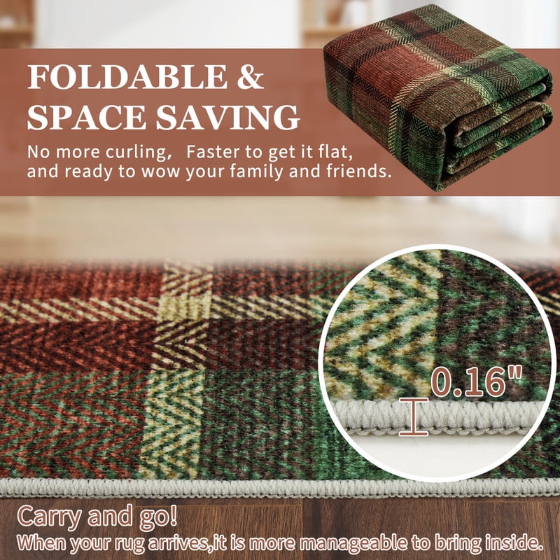 9'x12' Modern Washable Area Rugs for Living Room Tartan Ultra Soft Rug for Bedroom Farmhouse Non Slip Throw Rugs for Home Office