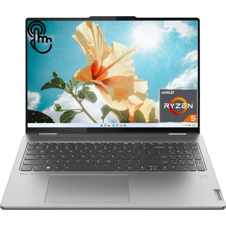 Lenovo Yoga 7 2-in-1 Laptop, 16 Inch WUXGA Touchscreen, AMD Ryzen 5 7535U Processor, 8GB DDR5 RAM, 512GB SSD, AMD Radeon Graphics, Wi-Fi 6, Bluetooth, Fingerprint Reader, Windows 11 Home