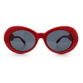 thumbnail image 6 of Womens Oval Round Thick Plastic Mod Fashion Fancy Arm Sunglasses Red - Black, 6 of 8