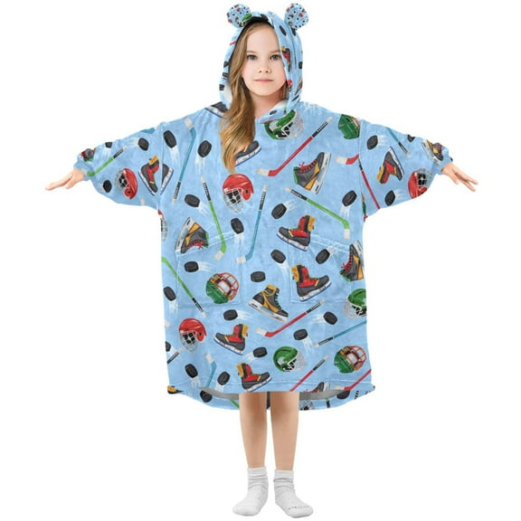 joogoo Wearable Blanket Hockey Player Items Hoodie for Oversized Sherpa Hooded 3-14 YR M