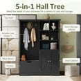 thumbnail image 4 of 73''H Hall Tree with Bench and 3 Hooks, Modern Entryway Cabinets with Drawer and Shelves, 5-in-1 Coat Rack with Shoe Storage for Hallway Living Room,Mudroom（Black）, 4 of 8
