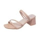 thumbnail image 4 of Sandalias de tacón cuadrado para mujer, zapatillas elegantes de cuero con cordones cruzados, a la moda, para verano, 2023, 4 of 4