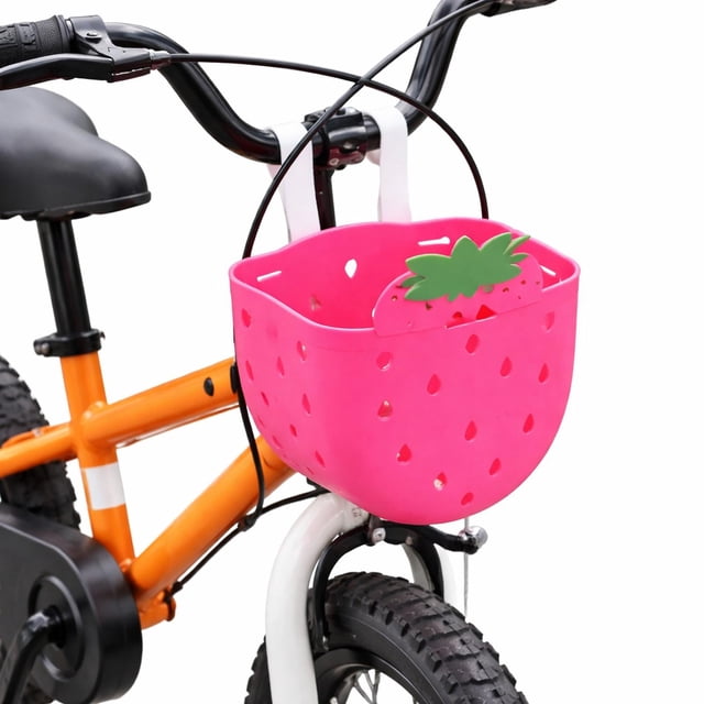 Quzzie Children Bike Basket Kids Bicycle Basket Accessories Adorable Portable Riding Sundries Container Funny Girls Carrier Rose Red
