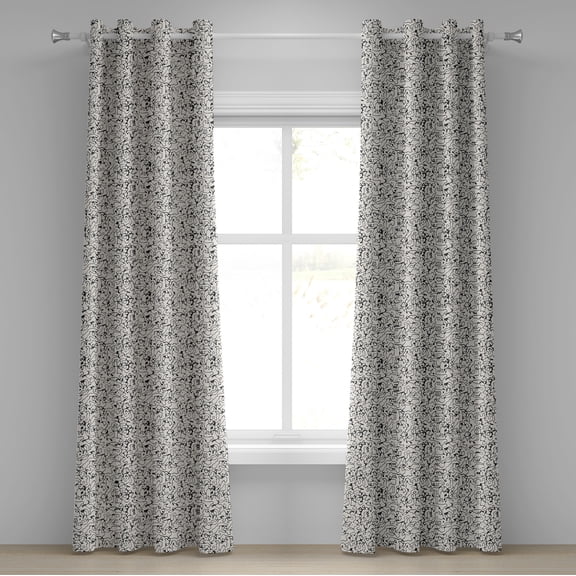 Ambesonne Abstract Grommet Curtain, Jumble Messy Lines, 50" x 96", Black and Cream
