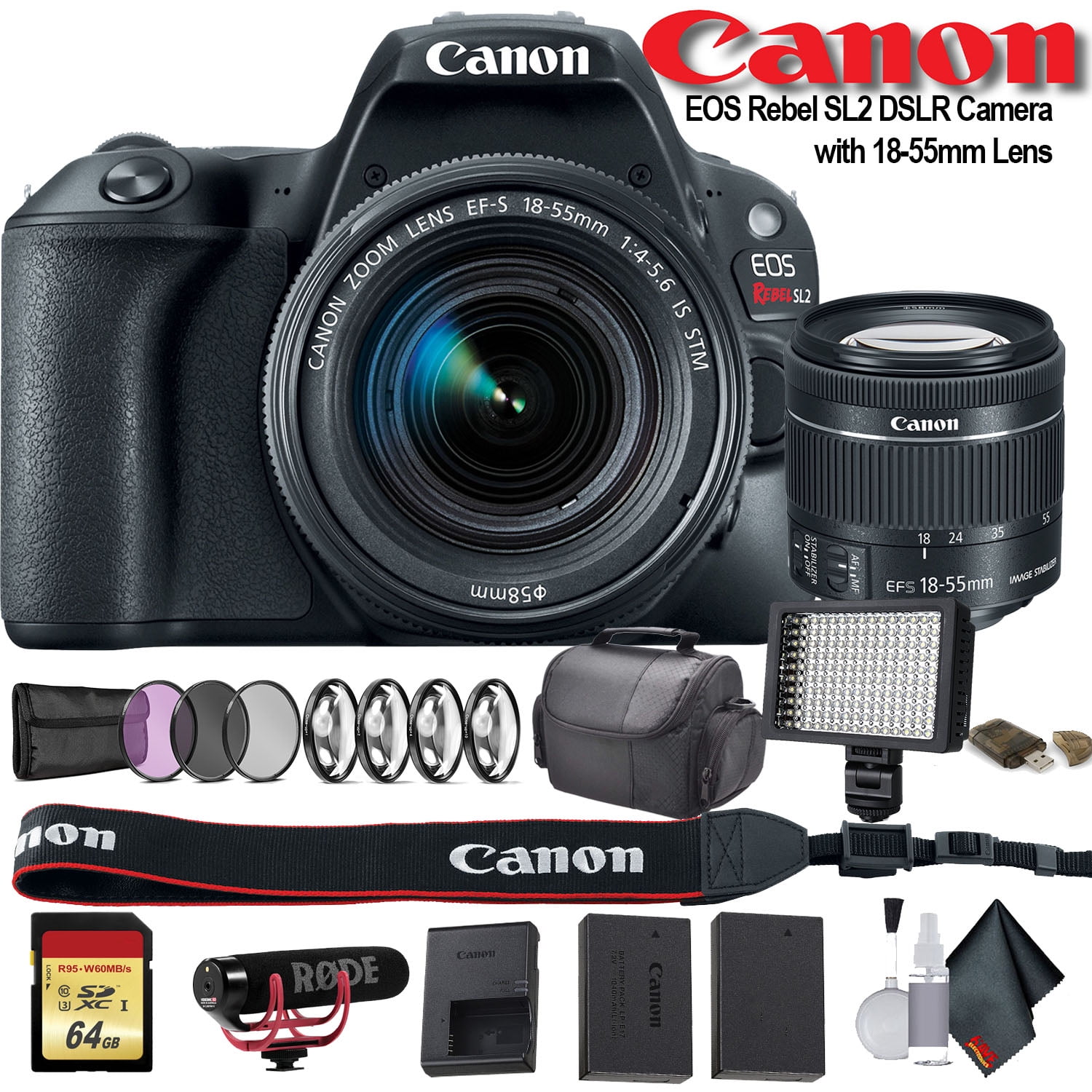 Canon EOS Rebel SL2 DSLR Camera + 1855mm Lens Starter Bundle 02