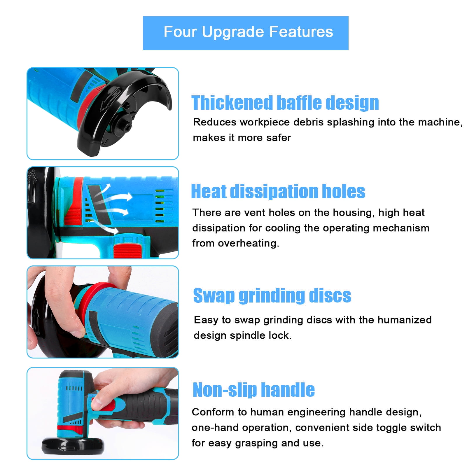 Handheld Angle Grinder, Powerful Electric Cutter for Cutting and Polishing Ceramic Tile, Wood, Stone, and Steel
