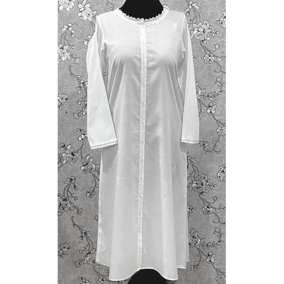 SoieRose 100% Cotton Victorian Nightgown with Button Front & Lace Trim – SR-1232