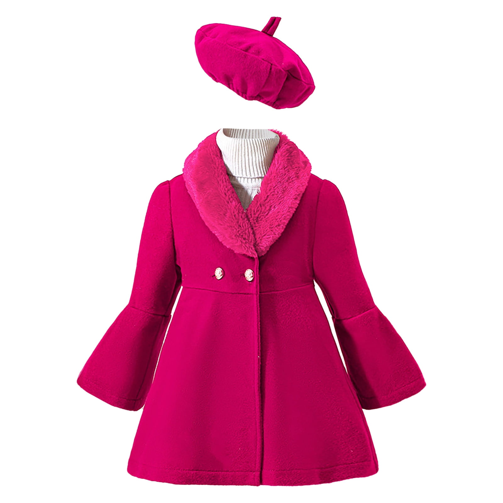 Jackets for Girls Kids Toddler Baby Girls Solid Print Long Sleeve Coat Tops Fall Winter Outerwear Jacket Clothes Girls Coats Color Pink Size 4 5 Years Walmart