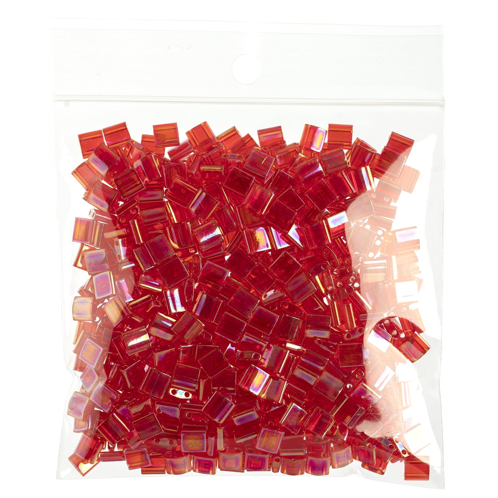 Miyuki 5x5mm TL-254 Red Transparent AB Tila Glass Square Beads 50 Grams