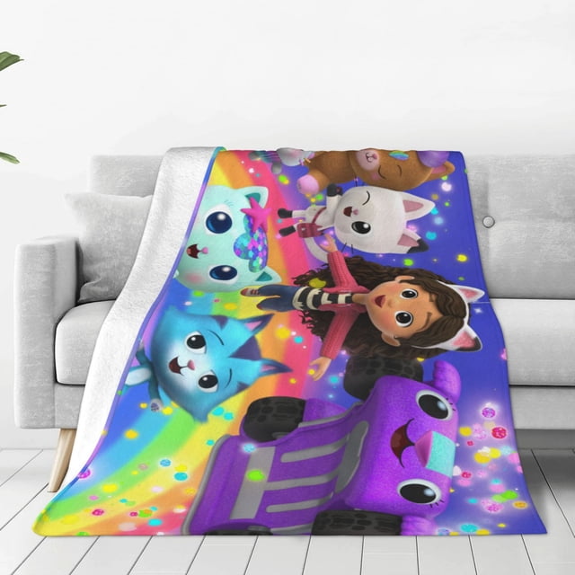 Manta de cama y sofá de Gabby_Dollhouse, manta de forro polar, ligera, cálida y acogedora, ideal para todas las estaciones, decoración esponjosa para exteriores y el hogar, 101 x 76 cm