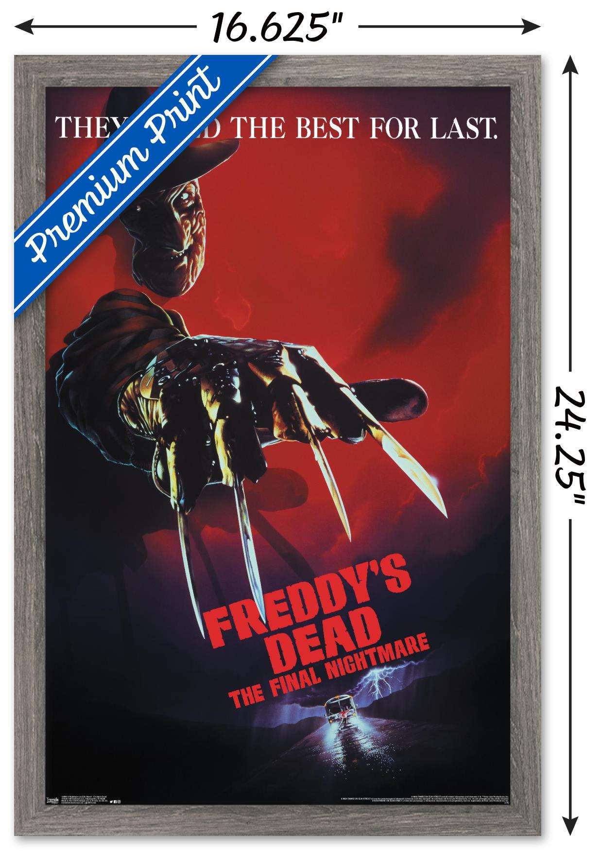 A Nightmare on Elm Street - Freddy's Dead Wall Poster, 14.725" x 22.375", Framed
