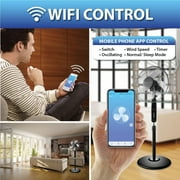 Technical Pro WIFI Enabled 16 Inch Standing Fan with Oscillating Feature, Voice Control and Smart Home App (Black)