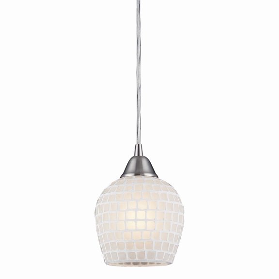Elk Home Fusion 1-Light Satin Nickel Pendant with White Mosaic