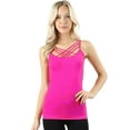 thumbnail image 6 of PacificPlex Womens Lattice Seamless Criss-Cross Cami Top, 2X/3X, Neon-Hot-Pink, 6 of 7