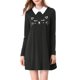 thumbnail image 1 of Minivestido corto acampanado Allegra K para mujer Negro M, 1 of 6