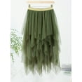 thumbnail image 6 of Coduop Women Midi Skirts Contrast Color Elastic Waist Irregular Multi-Layered Tulle Skirt, 6 of 9