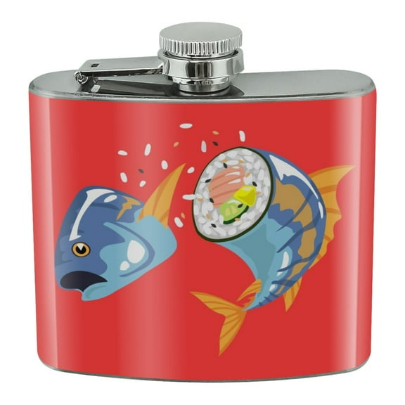 Sushi Tuna Fish Yellowtail Roll Stainless Steel 5oz Hip Drink Kidney Flask