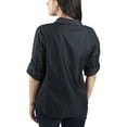 thumbnail image 2 of NY Collection Women's Roll Tab Denim Blouse with Rib Insets, 2 of 3