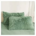thumbnail image 6 of TiaGOC Fluffy Sage Green Comforter Cover Set Queen，Faux Fur Green Bedding 3 Pieces(1 Plush Queen Duvet Cover +2 Faux Fur Pillowcases) Girls Bed Set (Sage Green, Queen), 6 of 9