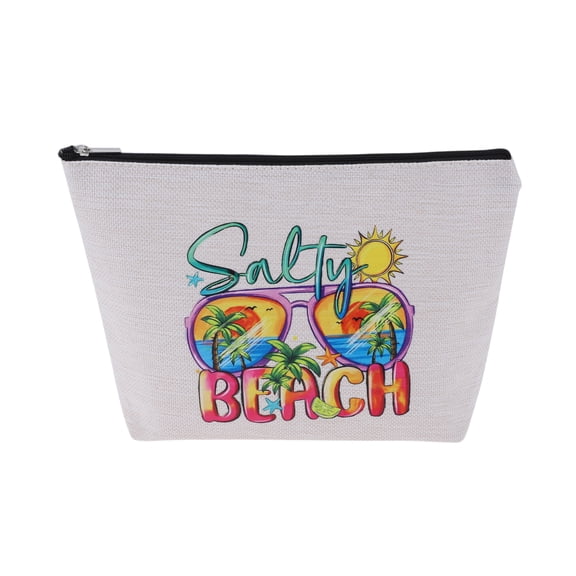 Unique Bargains 1 Pc Portable Multifunctional Makeup Bag for Vacation Travel White Flax