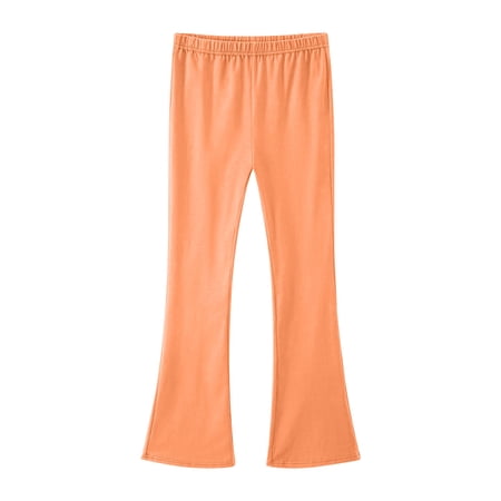 HAYIMI Children High Waist Soft Stretch Casual Pants For Girls With Pockets Comfortable Everyday Wear Versatile Solid Color Trousers