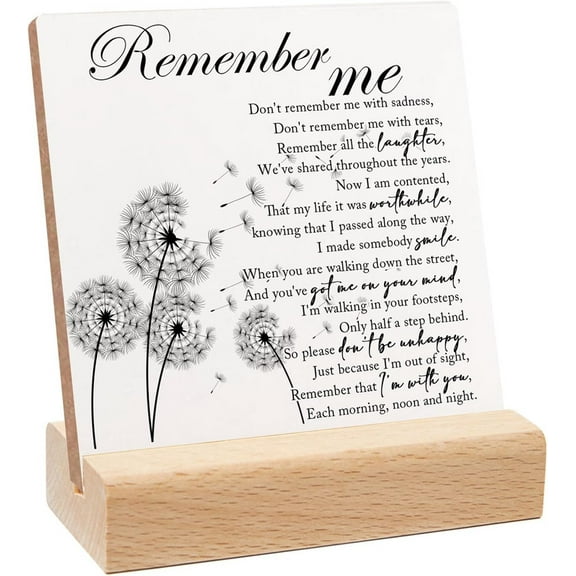 Memorial Gift Loss of Loved One Loss of Family Member Bereavement Gifts Remember Me Wood Sign With Wooden Stand Sentimental Decor Sign Plaque Sympathy Gifts for Home Table Decorations 4In