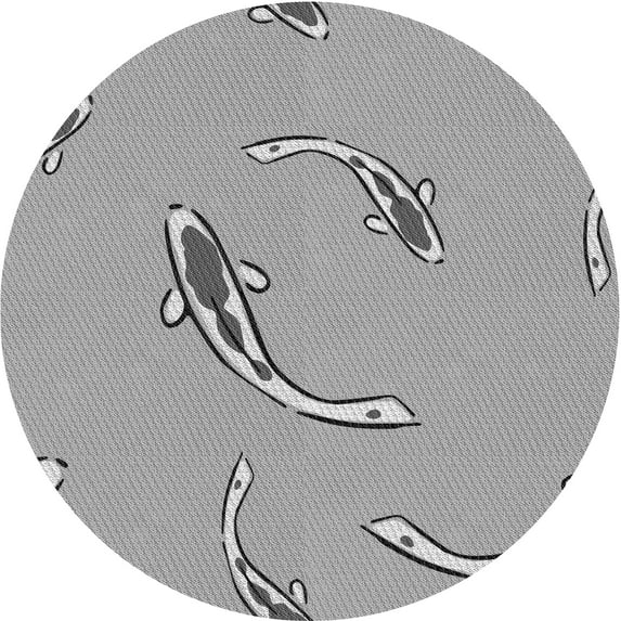 Ahgly Company Indoor Round Patterned Gray Area Rugs, 4' Round