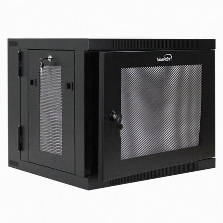 NavePoint 9U Server Cabinet with Hinged Back - 17.7” Deep, 9U Server Rack Enclosure with Locking Perforated Door, Wall Mount Rack with Removable Side Panels, 9U Network Cabinet, Pre-Assembled
