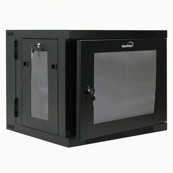 NavePoint 9U Server Cabinet with Hinged Back - 17.7” Deep, 9U Server Rack Enclosure with Locking Perforated Door, Wall Mount Rack with Removable Side Panels, 9U Network Cabinet, Pre-Assembled