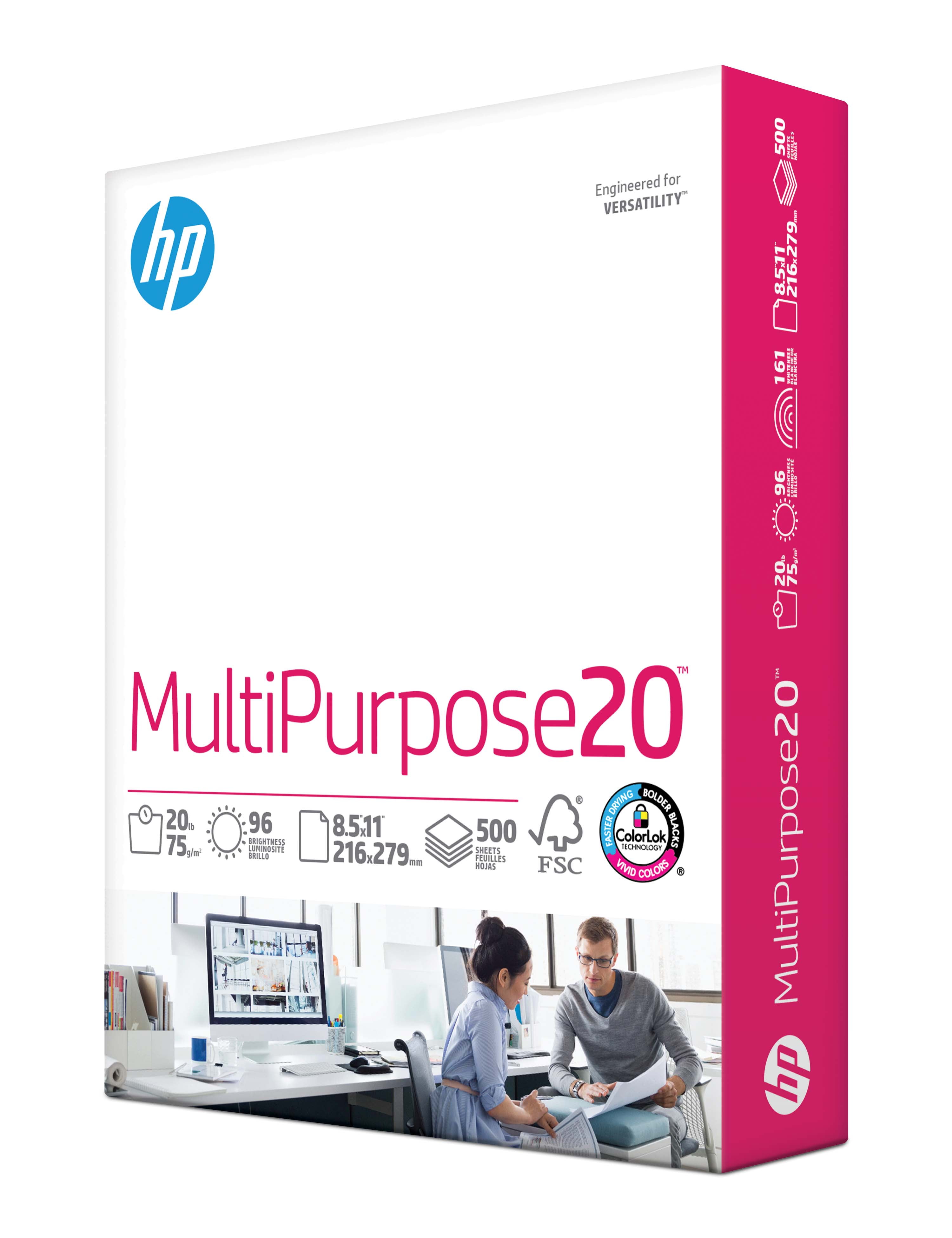 HP Printer Paper Multipurpose 8.5x11 Paper Letter Size 20lb 96 Bright 500 Sheets