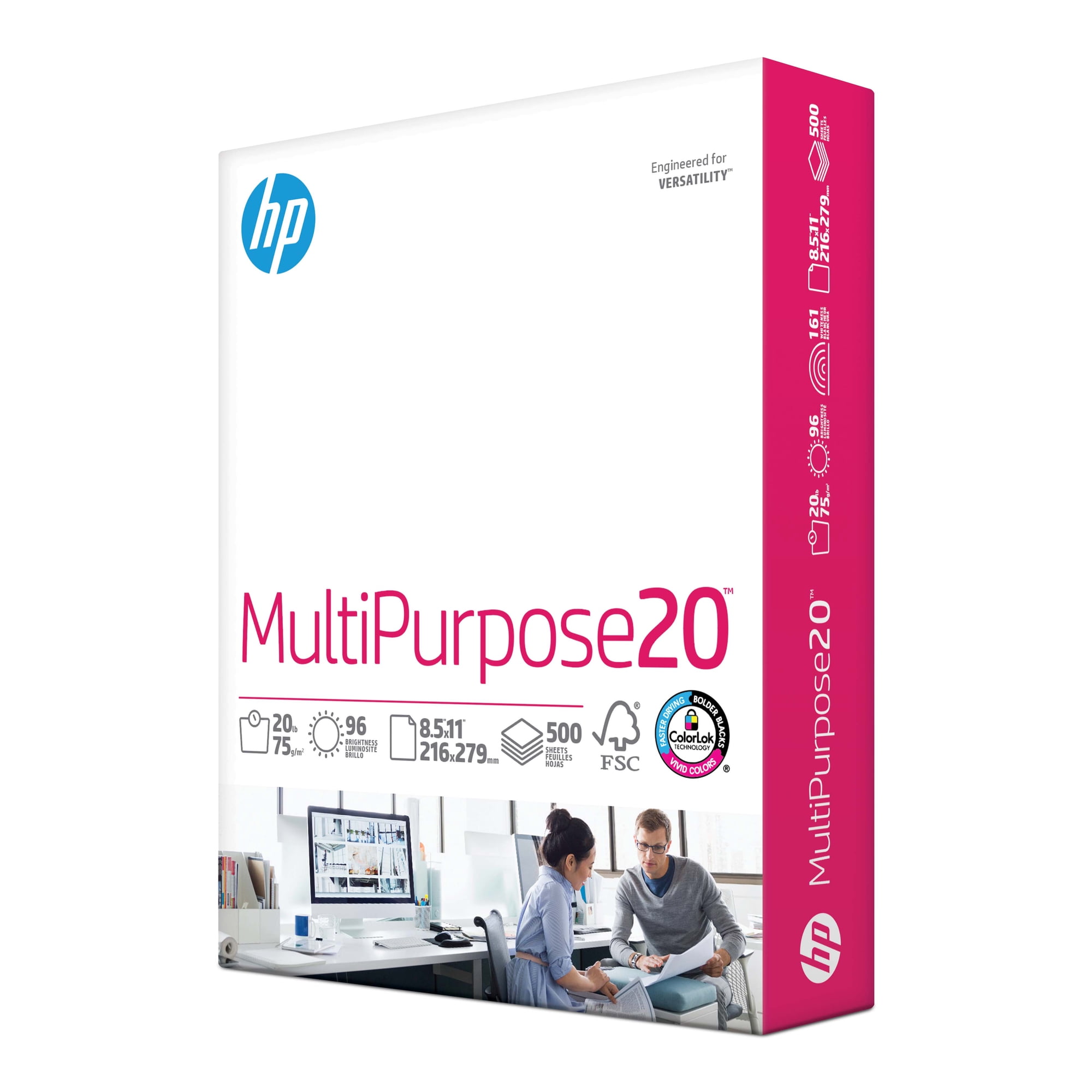 HP Multipurpose20, 20lb, 8.5 x 11, 500 Sheets, White