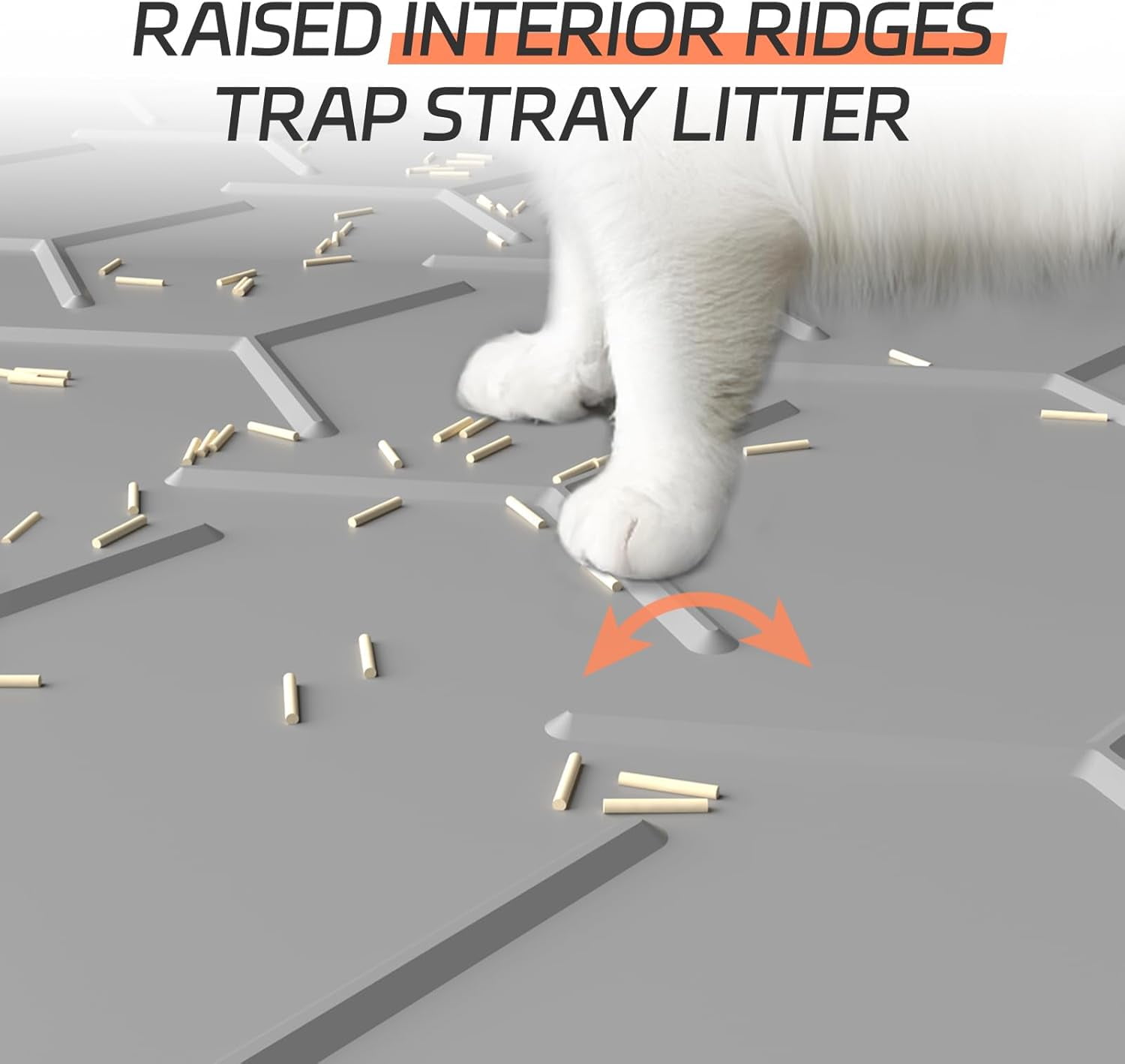 Extra Large Silicone Cat Litter Mat, Waterproof/Urineproof, Litter Recycling, Easy to Clean, Soft on Kitty Paws (28"X40"-Dark Grey)