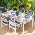 thumbnail image 2 of Blue Coral Coastal Table Cloths for 6 Foot Rectangle Tables, Summer Beach Starfish Nautical Patio Waterproof Elastic Fitted Tablecloths, Washable Rectangular Table Cover for Camping, 2 of 8