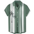 thumbnail image 3 of XIAONU Men Tree Stripe Print Shirt Short Sleeve Button Vacation Tops, 3 of 3