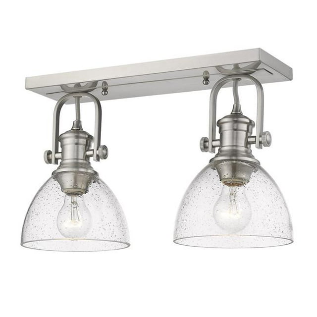 Golden Lighting 3118-2SF PW-SD Hines 2-Light Semi-Flush Mount with Seeded Glass, Pewter