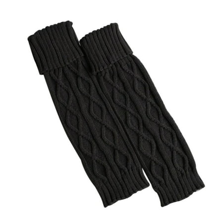 

harmtty Winter Women Crochet Knit Leg Warmers Elastic Boot Cover Long Socks Dark Gray