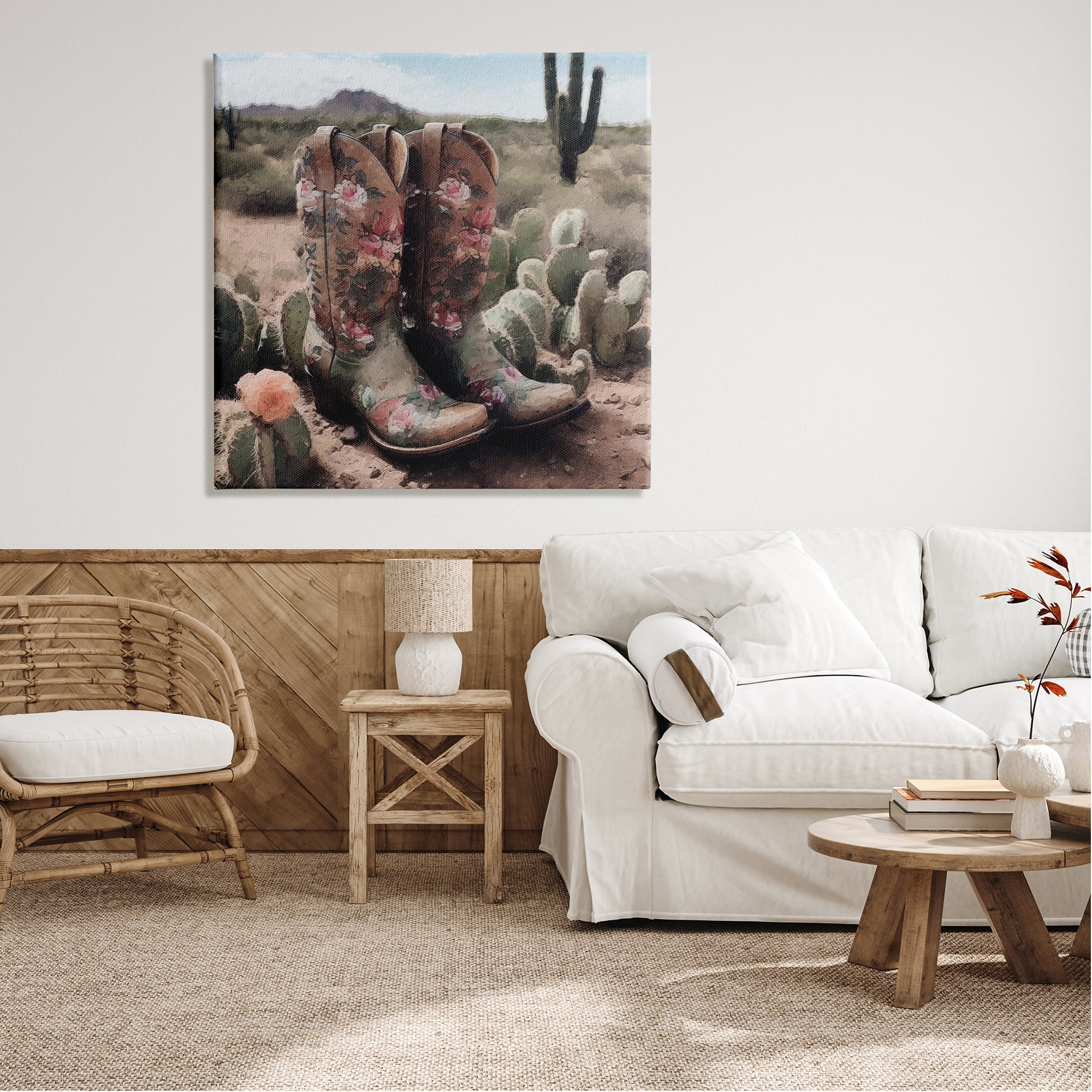 Stupell Industries Southwestern Boots Landscape Beauty & Fashion Painting Gallery Wrapped Canvas Print Wall Art, 36 x 36
