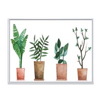 Designart 'Duo of Potted Flowers House Plants In Claypots' Farmhouse Framed Canvas Wall Art Print