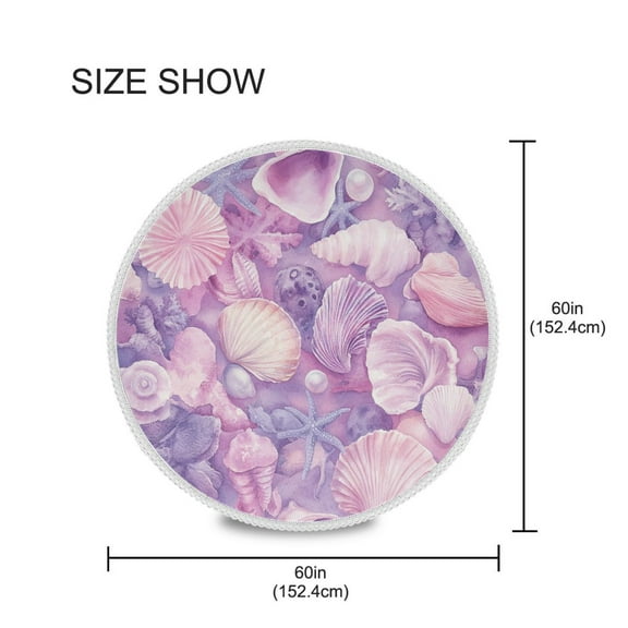 YAZAOO Round Tablecloth Purple Shell Printed Pattern Tableclothes