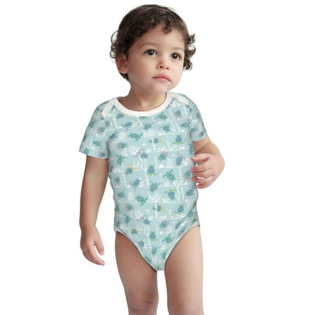 

Fotbe Sea Turtle Pattern Unisex-baby Short-sleeve Bodysuit Short Sleeve Bodysuits One-piece 100% Organic Cotton for Infant Baby Boys Unisex-18 Months
