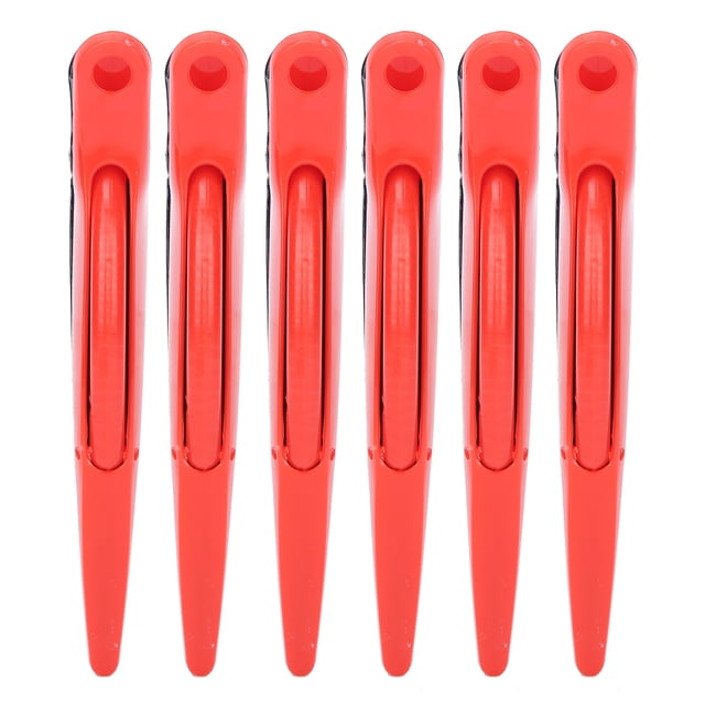 6 pinzas para peinar el cabello, para permanente, teñido y seccionamiento, pinzas de pico de pato para peluquería, color rojo