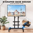 thumbnail image 4 of RTVR Modern Black Mobile Rolling TV Cart Stand with Wheels for 32 to 83 inch TVs, Max VESA 600x400mm, 2 Storage Shelves, 4 of 7