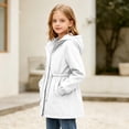 thumbnail image 4 of DJDLJWCJ Teen Girls Mid Length Windbreaker Water Resistant Solid Color Zip Up Hooded Jacket for Outdoor Hiking White Size 11, 4 of 9