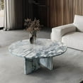 thumbnail image 2 of Blue gray natural marble coffee table, small table, living room table, natural stone, Ø27.6 h12.6 Inch/Ø70 h32 cm, genuine marble, real marble  RR, 2 of 5