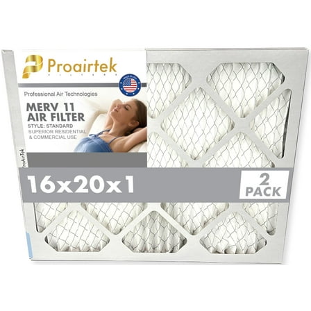 Proairtek 16x20x1 Air Filter, MERV 11, Pack of 2 – High Efficiency HVAC Furnace Filters for Cleaner Home Air
