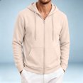 thumbnail image 6 of Qwertyu Zip Up Hoodie Men Long Sleeve Fleece Hooded Cardigan with Pocket Lightweight Loose Fit Athletic Jackets Khaki M, 6 of 6