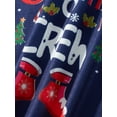 thumbnail image 6 of Hirigin Christmas Family Pajamas Matching Set Letter Santa Hat Print Long Sleeve Tops and Snowman Snowflake Print Pants Sleepwear, 6 of 8