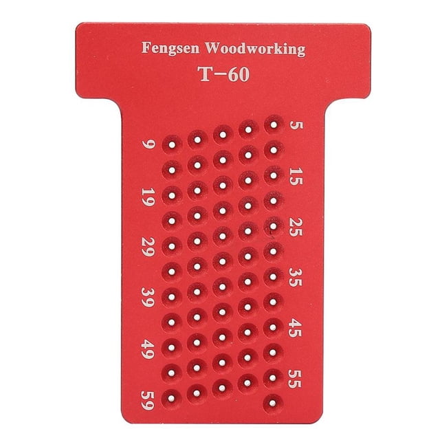 Kenally Herramienta de marcado de carpintero con calibre de orificio de aleación de aluminio tipo T para carpintería (rojo) Herramientas y ferretería Kenally TO003748-00
