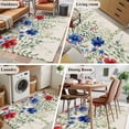 thumbnail image 4 of Rectangle Rug 4x6ft Area Rug, Independence Day Red Blue Flower Area Rugs for Living Room Bedroom, Green Leaf Retro Linen Floor Mat Non-Slip Non-Shedding Carpet Indoor Accent Rugs, 4 of 9
