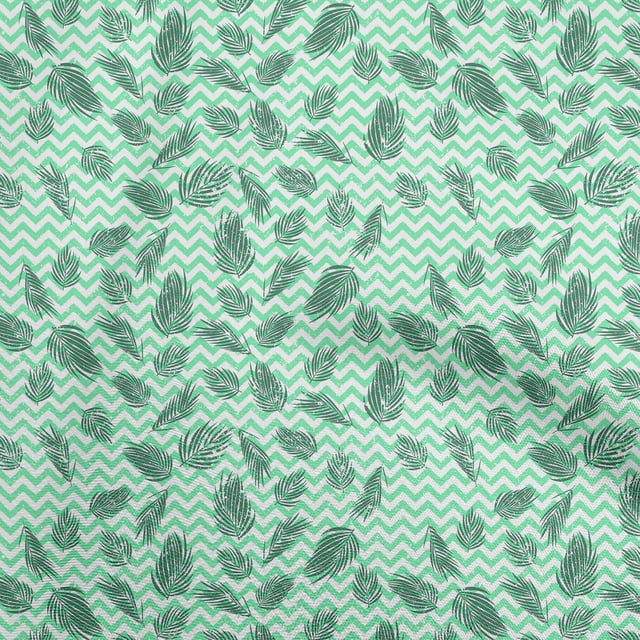oneOone Georgette Viscose Pear Green Fabric Leaf With Chevron Craft Projects Decor Fabric Printed By The Yard 42 Inch Wide